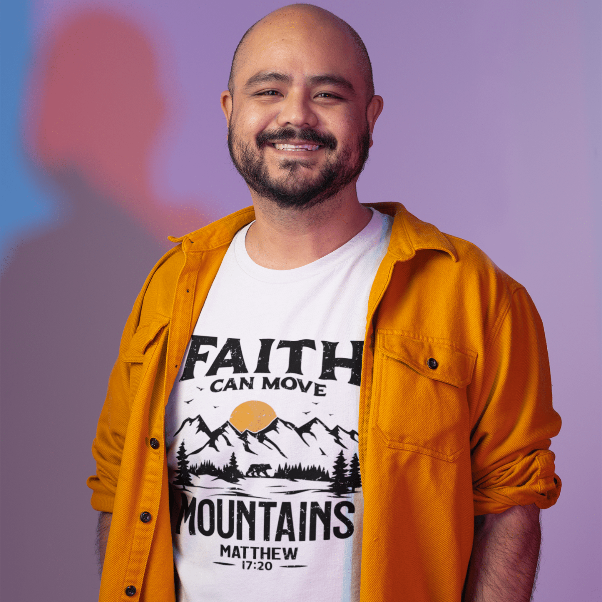 Faith Can Move Mountains Christian Bible Verse Tshirt