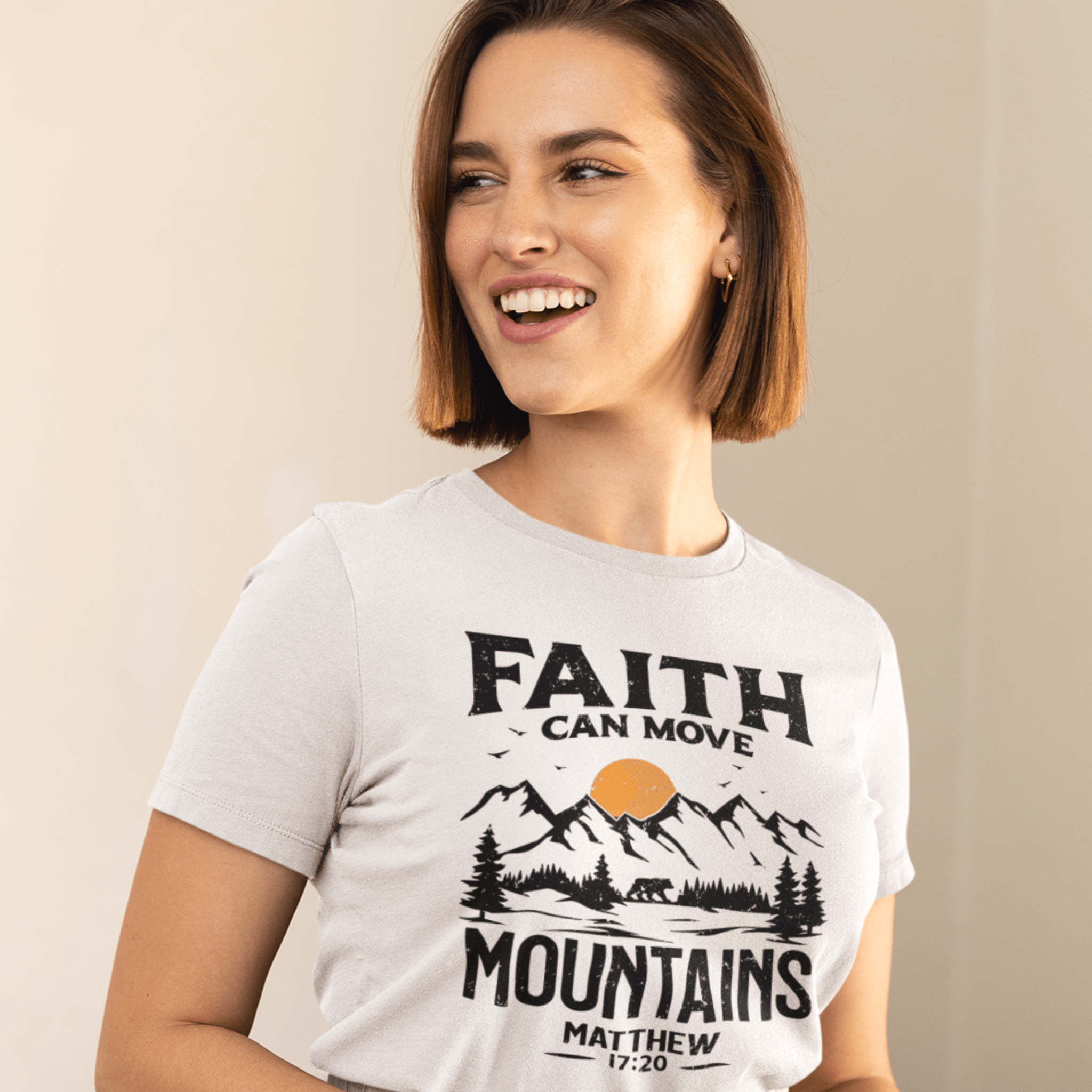 Faith Can Move Mountains Christian Bible Verse Tshirt