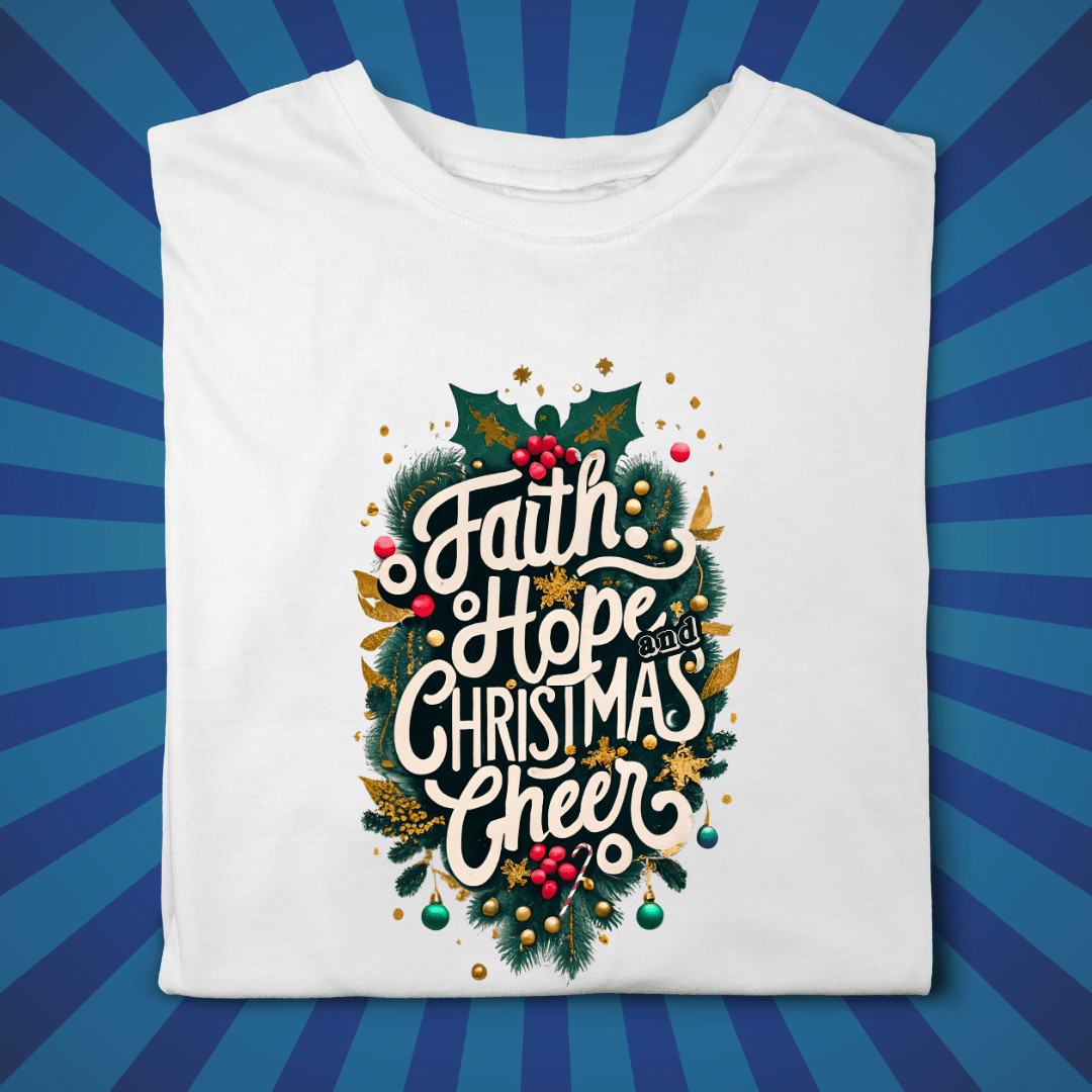 Faith Hope and Christmas Cheer - Zach Christian Apparel - Christian apparel