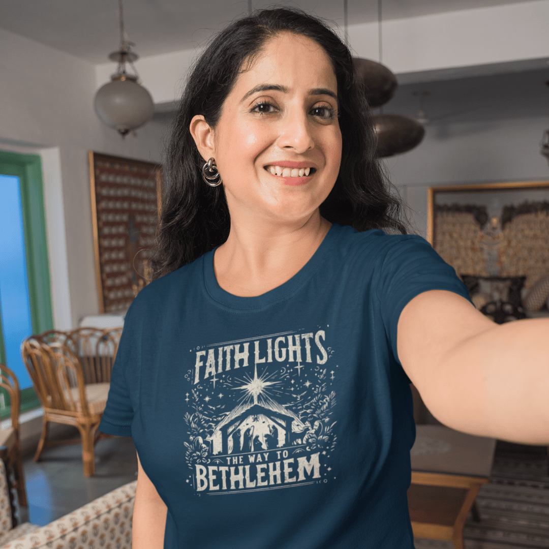 Faith Lights the Way to Bethlehem - Zach Christian Apparel - Christian apparel