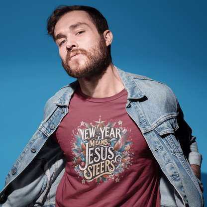 New Year Means Jesus Steers - Zach Christian Apparel - Christian apparel